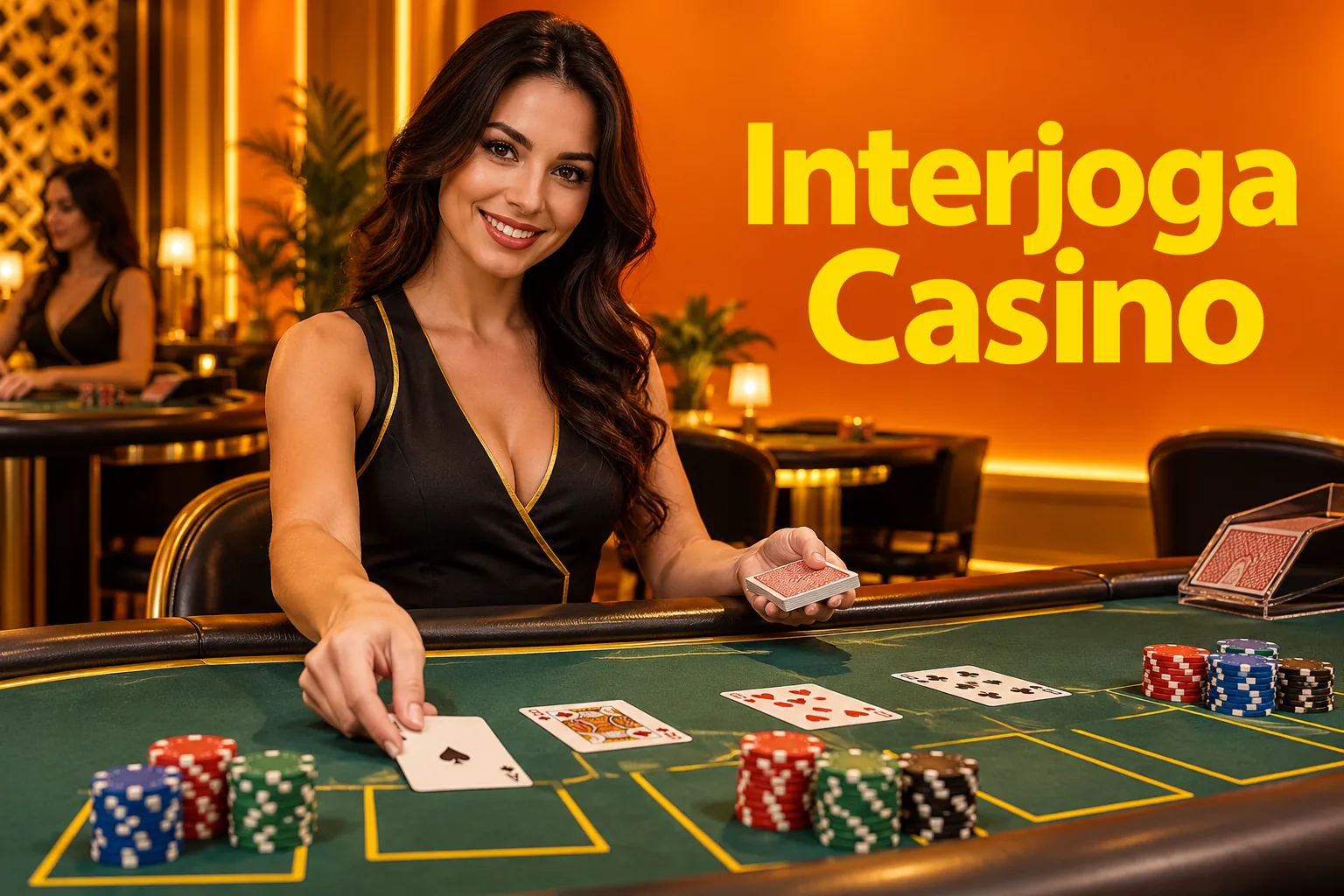 Mesa de roleta ao vivo do Interjoga Casino com crupiê em português
